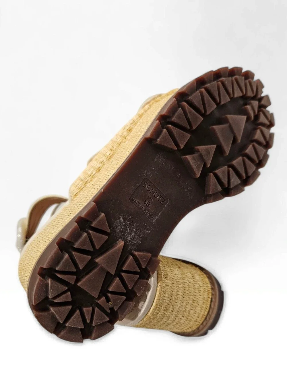 SCHUTZ Bela Platform Raffia Wedge Slide Sandals In Natural & Egg Shell 6B